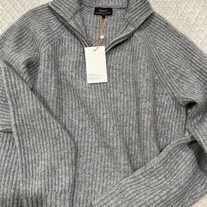 New with Tags Quince Gray 100% Mongolian Cashmere Quarter-Zip Sweater Size Small